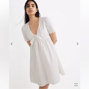 🍁 NWT Madewell Tie-Front Mini Dress Lightweight Minimalist Cotton AL312 White
